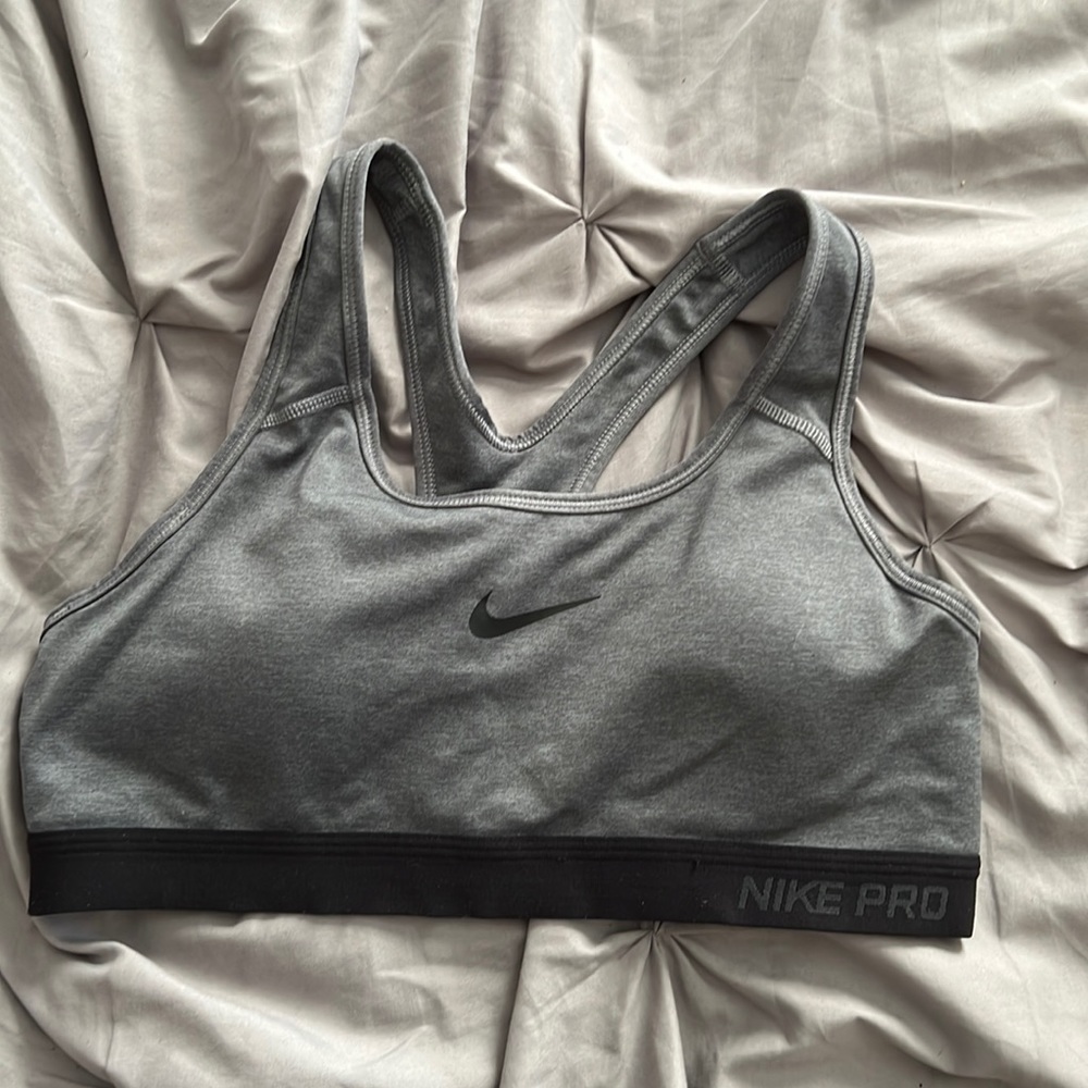 Grey nike pro sports bra